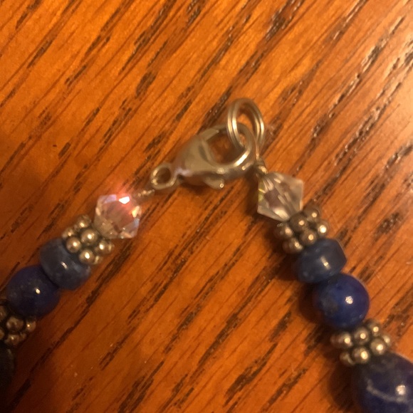 EUC Bracelet - Blue Lapis Beads, Silver and Crystals 8” - Picture 7 of 10